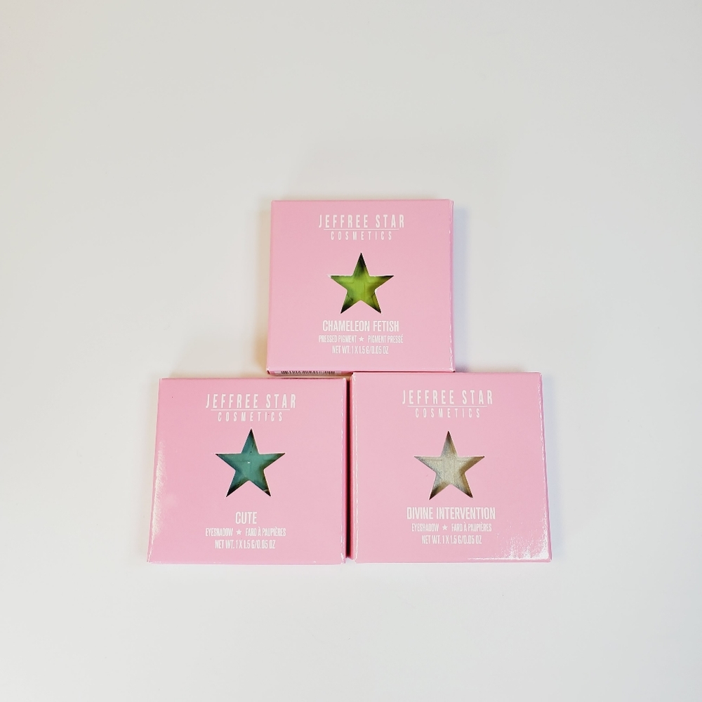 NEW Jeffree Star lot of Single Eyeshadows Pressed Pigment Bundle Green Silver 3p